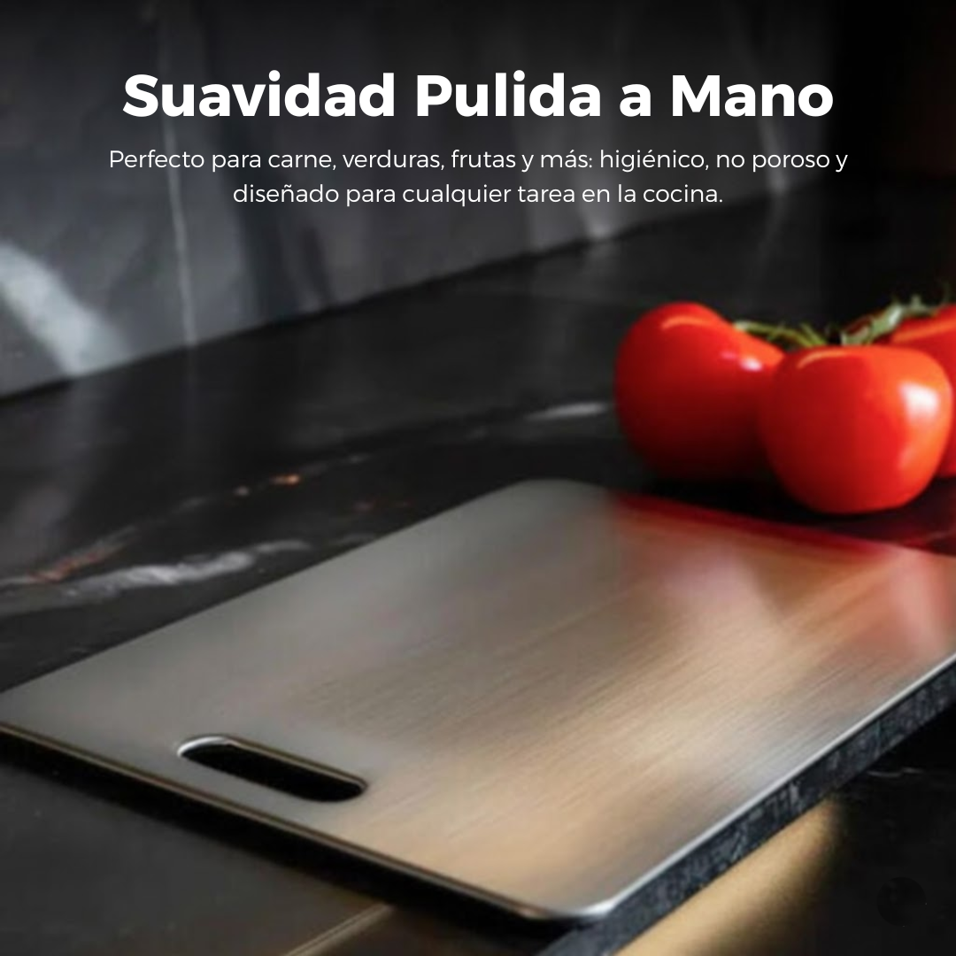 Tabla De Cortar TitanCulin™ 100% de Titanio Puro: Sin Microplásticos, Bacterias, Ni Cuchillos Sin Filo