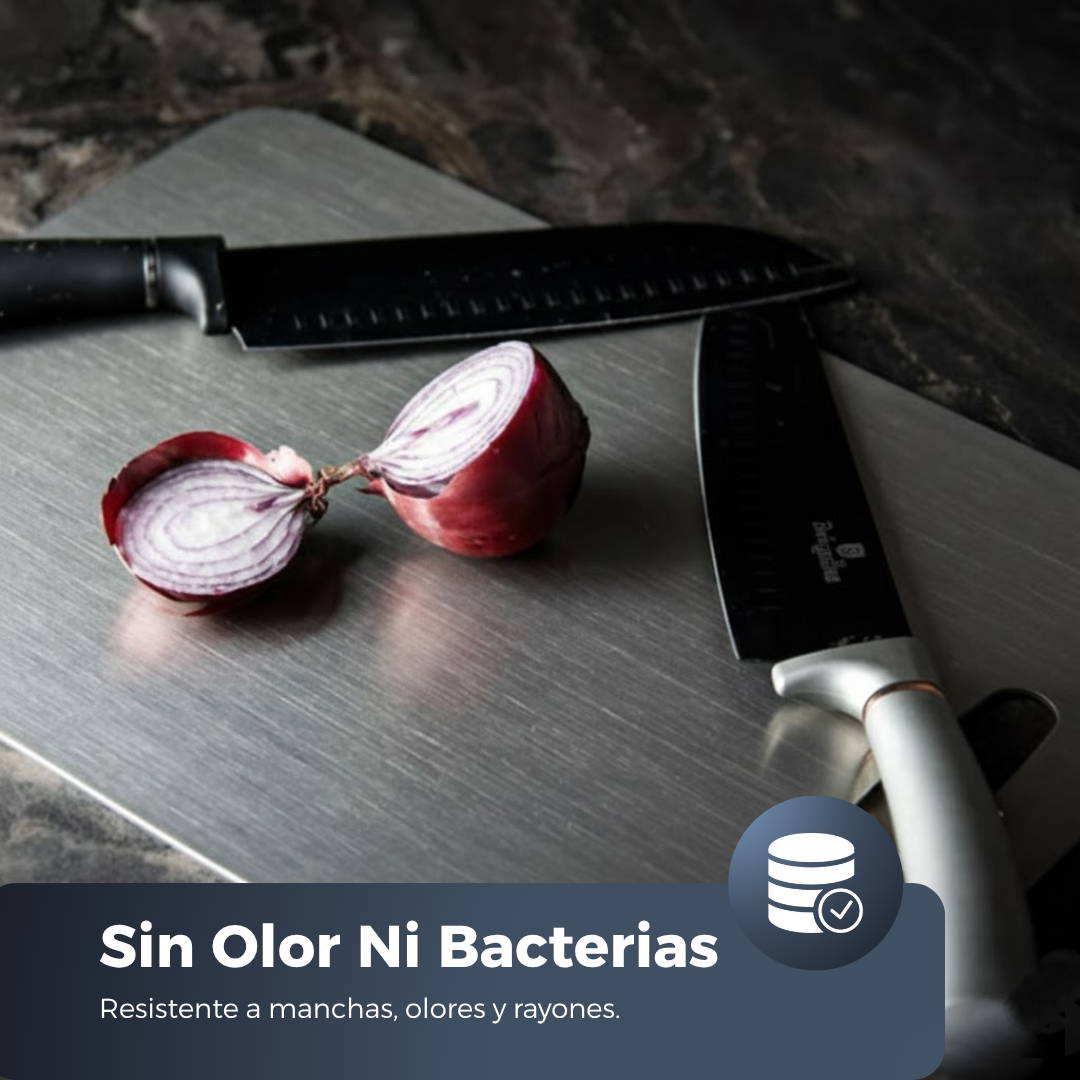 Tabla De Cortar TitanCulin™ 100% de Titanio Puro: Sin Microplásticos, Bacterias, Ni Cuchillos Sin Filo